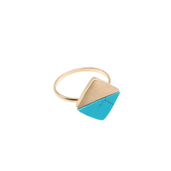 DAINTY GOLD & TURQUOISE DIAMOND SHAPED RING