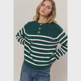 STRIPED HENLEY SWEATER
