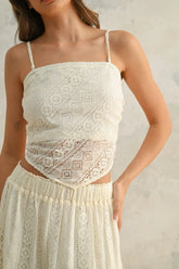 CROCHET LACE FABRIC TUBE HANDKERCHIFE TOP