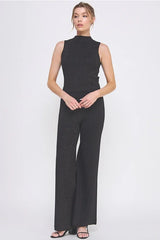 SOFT LUREX GAUGE SLEEVELESS MOCK NECK TOP