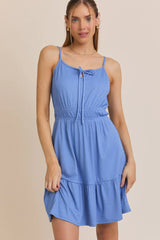 FRONT TIE BOW STRAP MINI DRESS