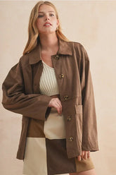 SUEDE BUTTON FRONT JACKET