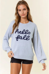HELLO FALL LETTER EMBROIDERED SWEATER