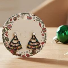VIBRANT RHINESTONE CHRISTMAS TREE EARRINGS