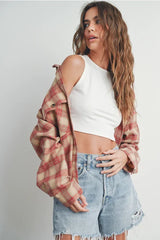 PLAID LONG SLEEVE SHIRT JACKET