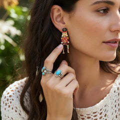 FESTIVE JEWELED NUTCRACKER DANGLE EARRINGS