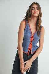 CROCHET TIE FRONT TOP