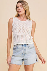 LIGHT POINTELLE SWEATER TANK