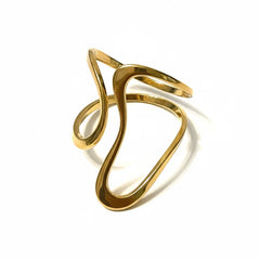 GOLD WAVY FREE SIZE RING