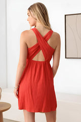 TEXTURE CROSS BACK OPEN MINI DRESS