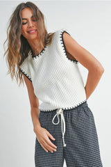 SOLID CAP SLEEVE SWEATER VEST