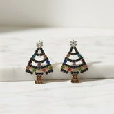 VIBRANT RHINESTONE CHRISTMAS TREE EARRINGS