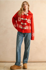 SNOW FLAKE PATTERN SWEATER JACKET