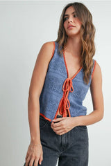 CROCHET TIE FRONT TOP