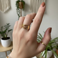 BOHEMIAN ADJUSTABLE GOLD CLOVER RING