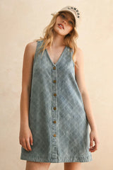 JACQUARD DENIM BUTTON FRONT DRESS