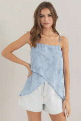 ORGANZA JACQUARD ASYMMETRICAL CAMI TOP