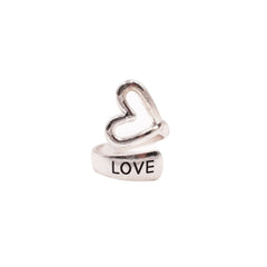 SILVER HEART LOVE RING