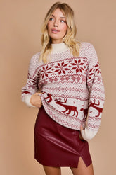 MOCK NECK LONG SLEEVE CHRISTMAS SWEATER