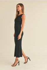 PATTERNED RIB KNITTED LONG DRESS