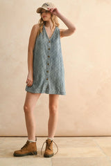 JACQUARD DENIM BUTTON FRONT DRESS