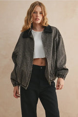 LEOPARD PRINTED BOMBER JACKET