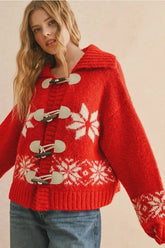 SNOW FLAKE PATTERN SWEATER JACKET