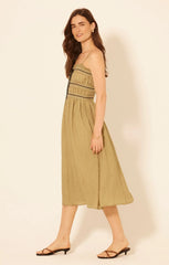 EMMA SLEEVELESS SMOCKED MIDI DRESS