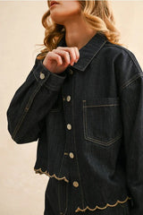 SCALLOP EMBROIDERY JACKET