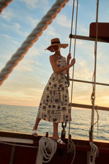 HALTER NECK ABSTRACT PRINT DRESS