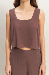 SLEEVELESS SOLID CROP TOP