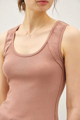RIBBED SCOOP NECK RAW SEAM TANK TOP