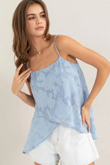 ORGANZA JACQUARD ASYMMETRICAL CAMI TOP
