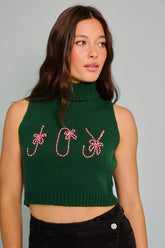 TURTLE NECK SLEEVELESS CROPPED JOY TOP