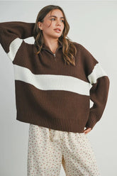 NECK ZIP FRONT LONG SLEEVE SWEATER