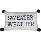 SWEATER WEATHER EMBROIDERED COTTON KNIT LUMBAR POMS PILLOWS