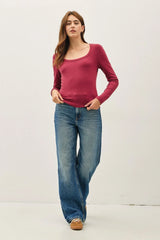 BASIC SCOOP NECK LONG SLEEVE TOP