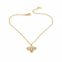 18K GOLD BEE ZIRCONIA NECKLACE