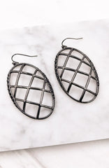 BLACK CAGE GEM ENCRUSTED EARRINGS
