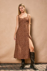 WILD BABY EMPIRE WAIST MIDI SLIT DRESS