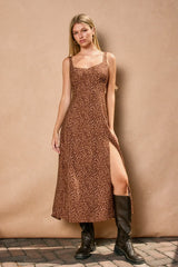 WILD BABY EMPIRE WAIST MIDI SLIT DRESS