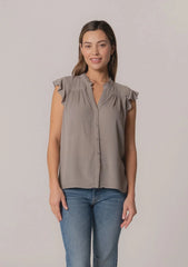 SHORT SLEEVE BUTTON FRONT TOP