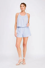 STRIPE BUTTON DOWN AIRY SLEEVELESS TOP