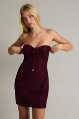 STRAPLESS VELVET MINI DRESS