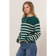 STRIPED HENLEY SWEATER