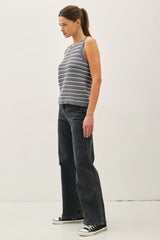 CHUNKY KNIT STRIPED SWEATER TANK TOP