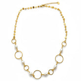 GOLD PEARL BOHEMIAN DISC NECKLACE