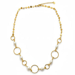 GOLD PEARL BOHEMIAN DISC NECKLACE