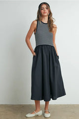 STRIPED SLEEVELESS MAXI DRESS
