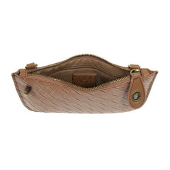 FAUX WIDE WOVEN MINI CROSSBODY WRISTLET CLUTCH